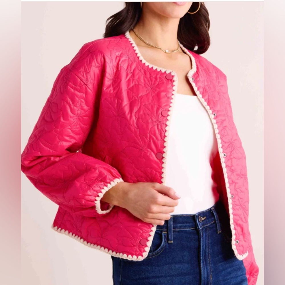 NWT &merci Quilted Puff Jacket in Pink Size S
